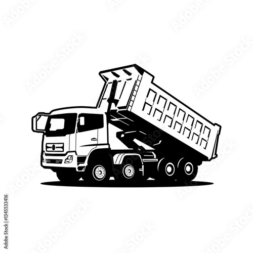 vector illustration dump truck monochrome