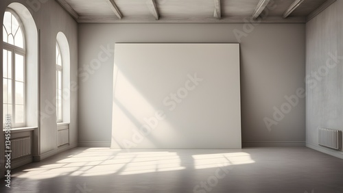 Wallpaper Mural Sunlight streams into an elegant empty room featuring a large blank canvas, perfect showcasing art design. Torontodigital.ca