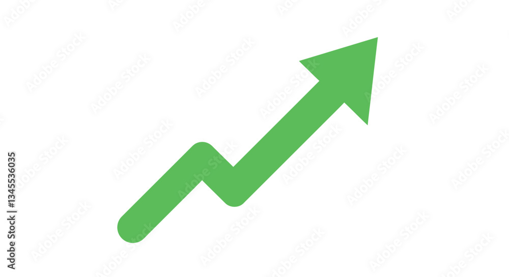 Green upward arrow symbolizing growth in a flat design vector illustration Green upward arrow symbolizing growth in a flat design vector illustration