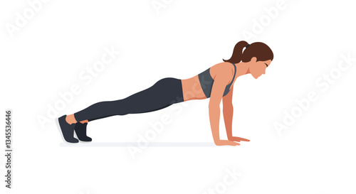 Fitness routine transformation showcasing a push up in minimal vector art style vector illustration