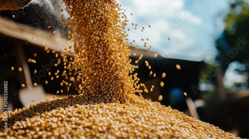 Flowing Grains from Harvest into a Sunlit Storage Area