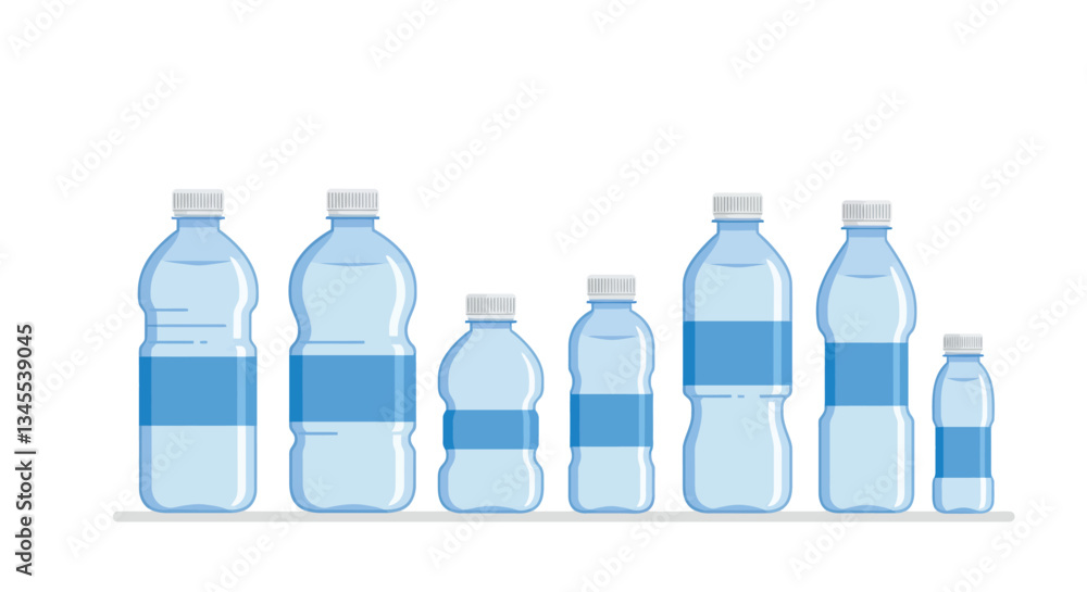 custom made wallpaper toronto digitalWater bottles in various sizes with flat design style vector illustration