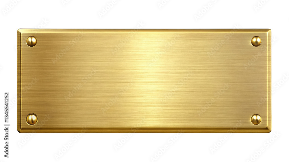 golden shiny blank metal nameplate isolated on transparent white background, clipping path golden shiny blank metal nameplate isolated on transparent white background, clipping path