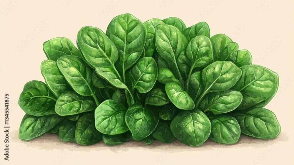 Fototapeta premium green spinach isolated,cartoon illustration style
