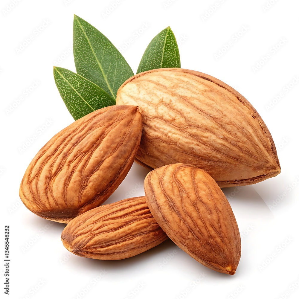 almonds on white background almonds on white background