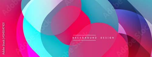 Circular abstract design with overlapping translucent circles and round shapes, blending gradients and smooth curves, creating depth, contrast, and a dynamic visual effect