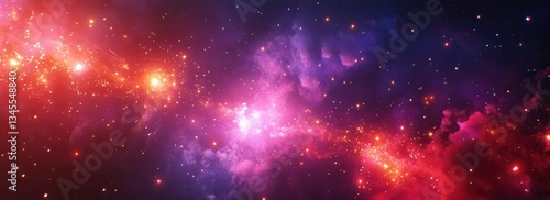 Vivid cosmic scene showing colorful nebula and star cluster.