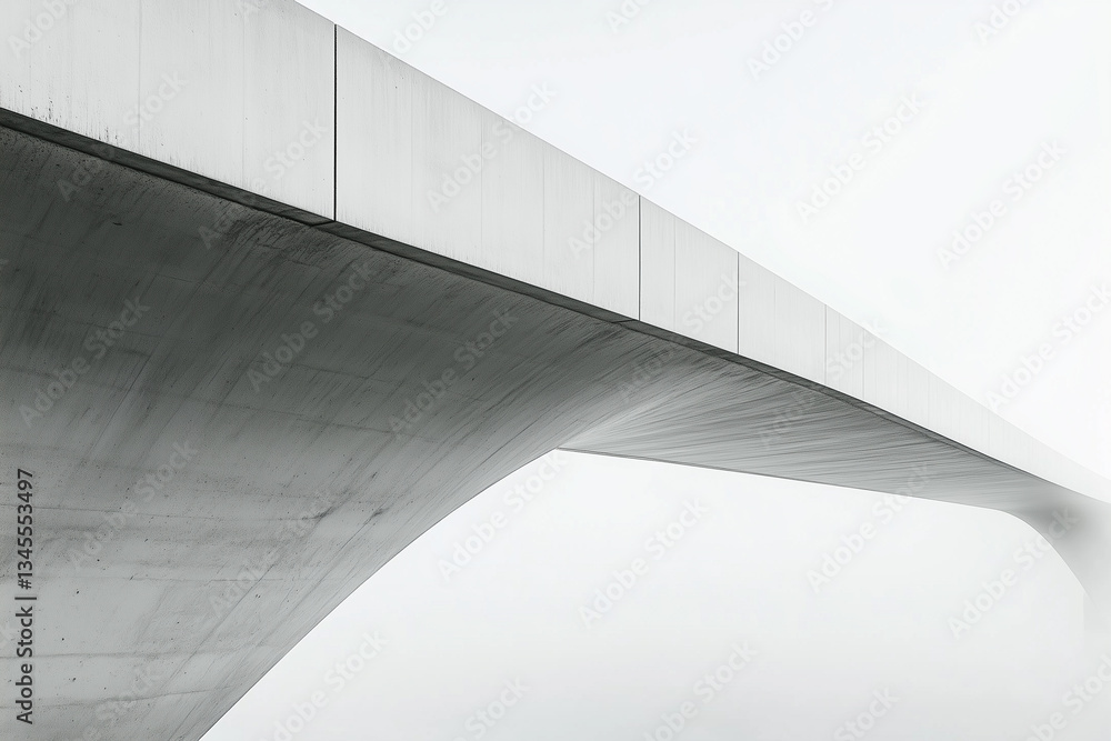 modern minimalist bridge with sleek curves and smooth concrete on a white background