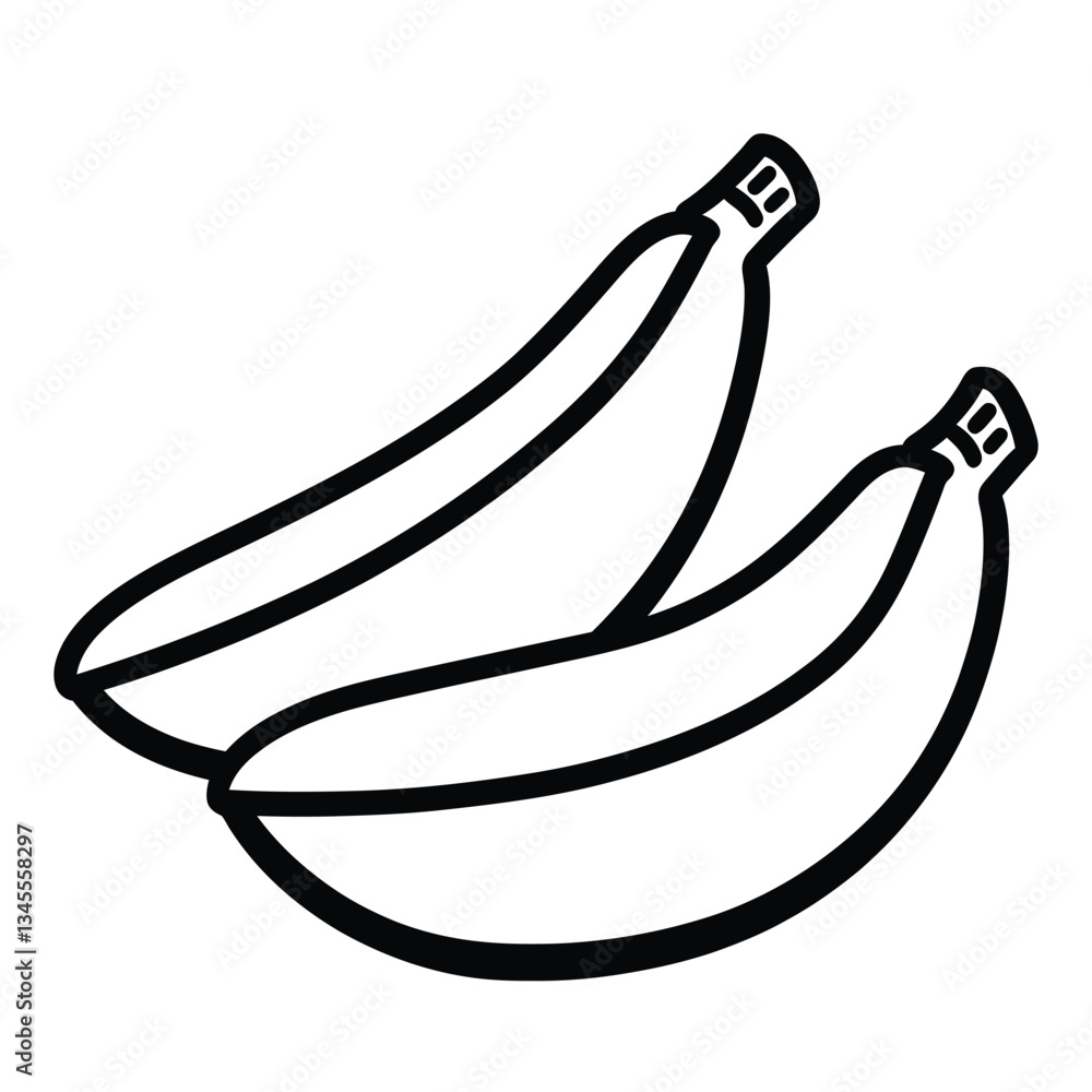 A simple line drawing of two bananas, emphasizing their shape and form. A simple line drawing of two bananas, emphasizing their shape and form.