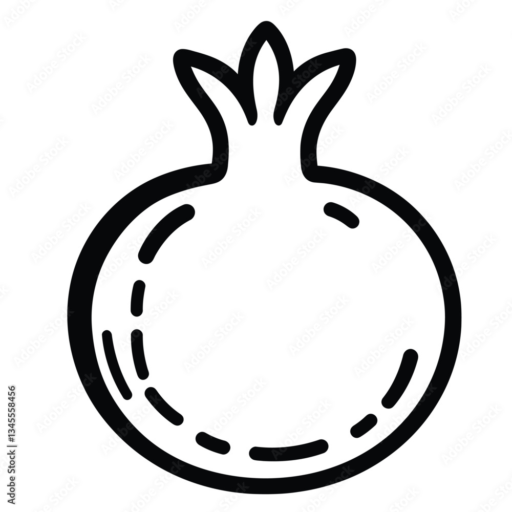A simple line drawing of a pomegranate, representing fruit and nutrition. A simple line drawing of a pomegranate, representing fruit and nutrition.
