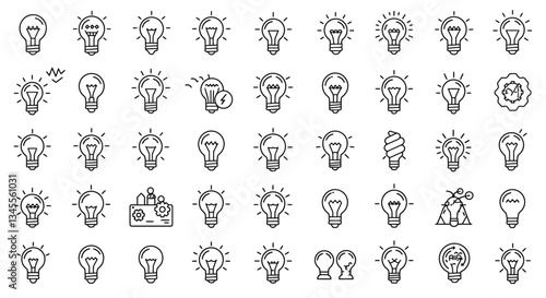 Light bulb concept design in minimal style showcasing various ideas and innovations vector illustration