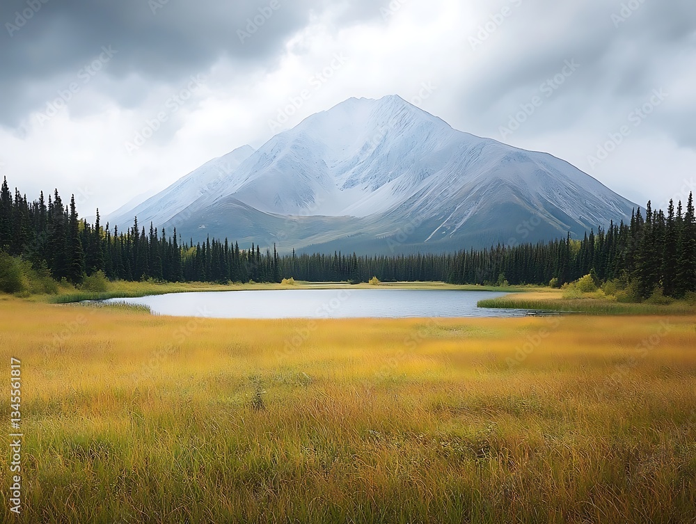 Fototapeta premium Mountain Lake Autumn Landscape for Canada.