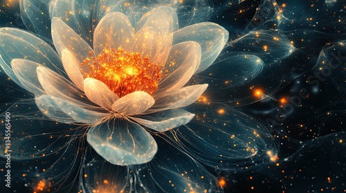 A cosmography map blending with a flower.  