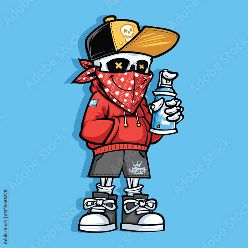 skull graffiti character cartoon illustration