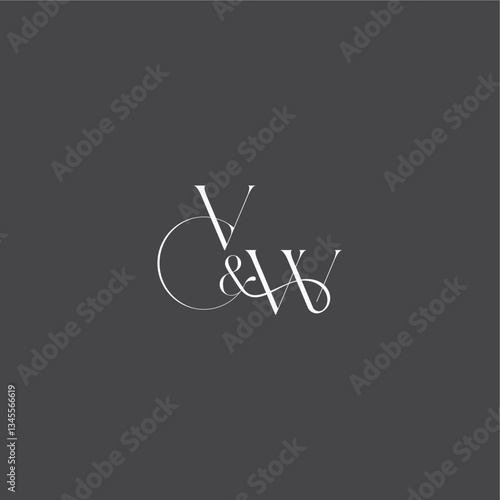 initial with line VW monogram wedding logo concept letter luxury curvy style