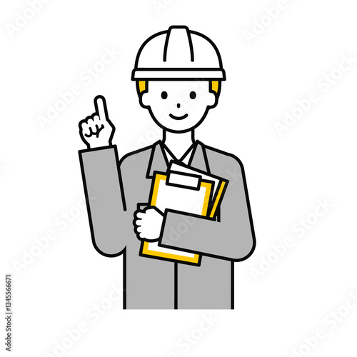 上半身のポーズ_シンプルな作業員の男性16