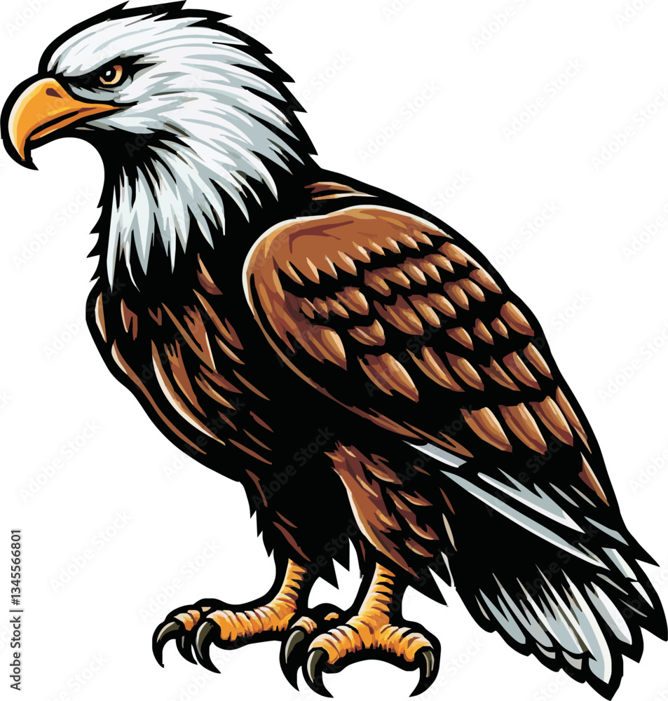 Fototapeta premium eagle vector ilustration on transparant background.Hand Drawn Illustration of Pierce American Eagle .png