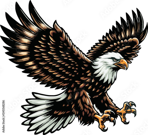 eagle vector ilustration on transparant background.Hand Drawn Illustration of Pierce American Eagle .png