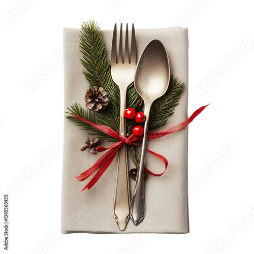 A set of 12 Christmas napkin rings arranged neatly on transparent png background. Ai generated