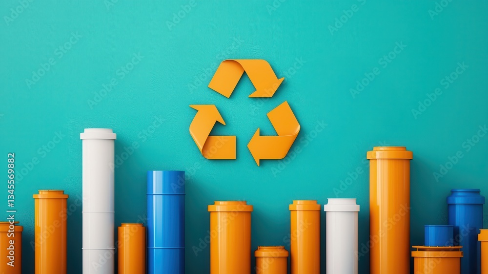 Fototapeta premium Recycling awareness initiative urban environment infographic design colorful background creative concept