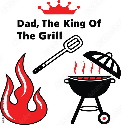 Barbecue grill with flames and fire, cooking meal with grill, symbol of hot BBQ and dinner in restaurant, food, and cooking icon design