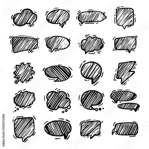 Hand drawn speech bubbles ideal for social media posts, presentations, advertisements, and comics. Perfect for adding fun and engaging text elements