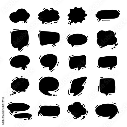 A collection of 24 black speech bubbles. Perfect for adding text quotes or dialogue in social media posts or presentations