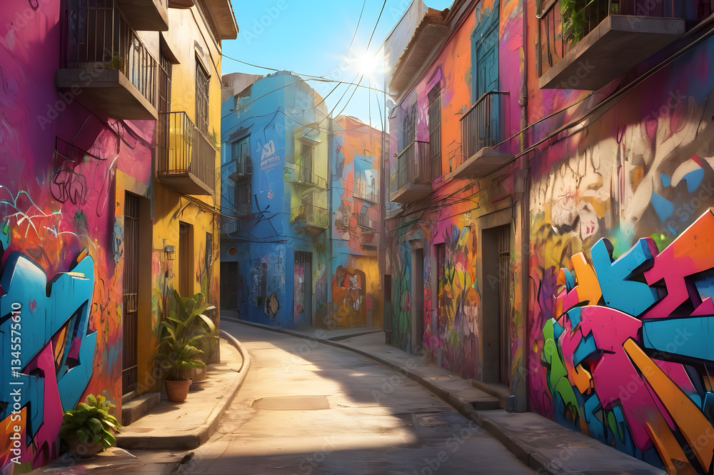 Fototapeta premium Colorful and beautiful Graffiti painting on the wall of Brazilian street,Abstract