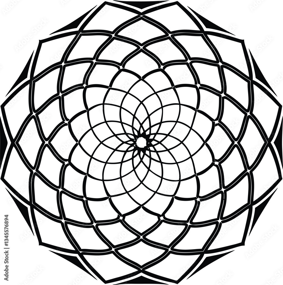 Obraz premium Black and White Mandala Silhouette, Vector Art, Generative AI Designs