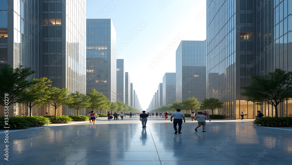 Fototapeta premium Futuristic district with smart public amenities