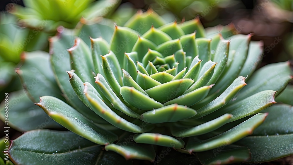 A close-up view of a succulent plant. A close-up view of a succulent plant.