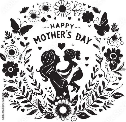 Happy Mother’s Day celebration with a family gathering, children giving gifts, and a joyful mother receiving love and appreciation