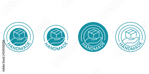 handmade emblem linear icons vector design set. good for packaging product