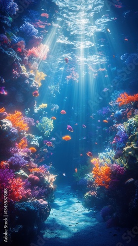 Vibrant coral reef adventure underwater paradise marine life deep ocean serene exploration nature's beauty
