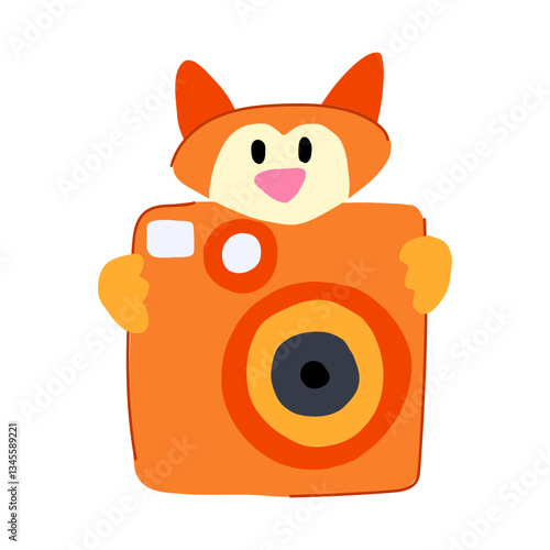 zoom camera toy cartoon vector illustration