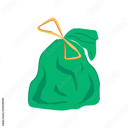 green compostable trash bag cartoon vector illustration