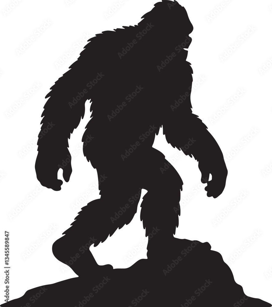 Fototapeta premium Bigfoot Silhouette silhouette vector design on white background