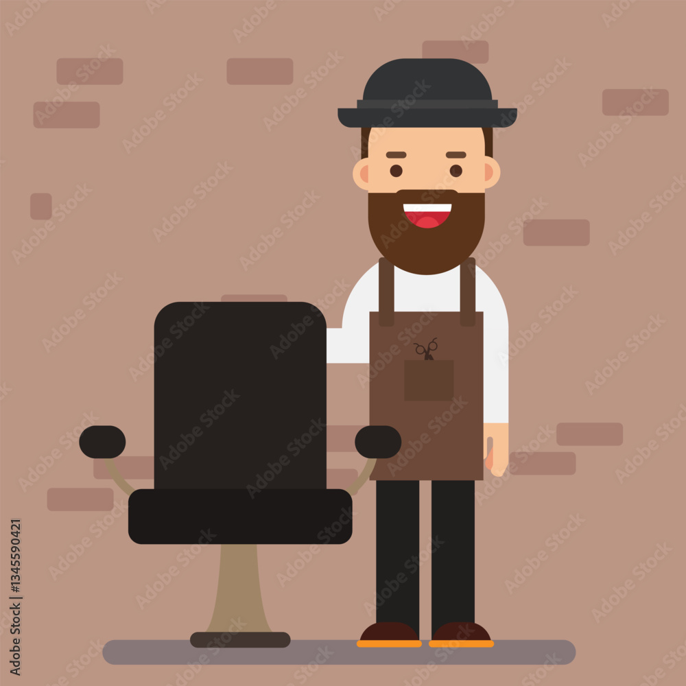 Happy Hipster Barber Man. Professional Barber Ready To Do A Trendy Hair