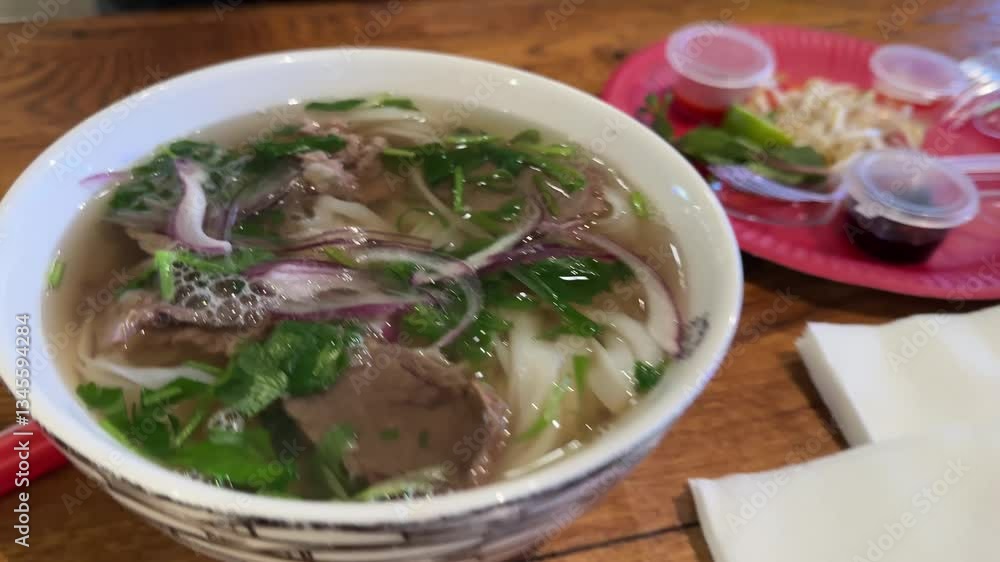 delicious Vietnamese pho bo soup. delicious Vietnamese pho bo soup.