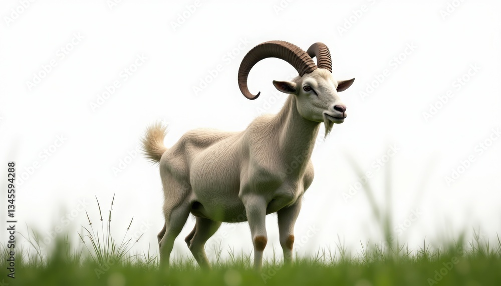 Fototapeta premium Horned Goat in Meadow