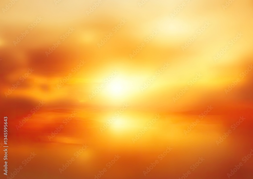 Obraz premium Fiery sunset reflecting on calm water.