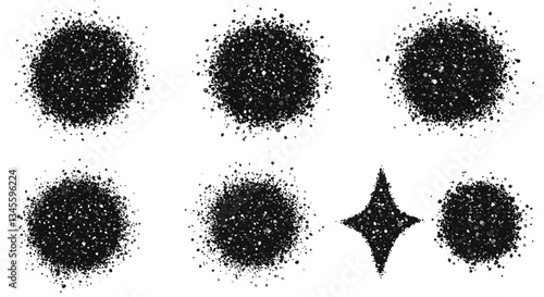 Wallpaper Mural Black splatter circles transition to star shape in minimal vector illustration Torontodigital.ca
