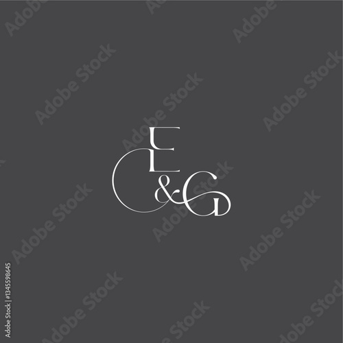 luxury curvy style EG initial with line monogram wedding logo concept letter
