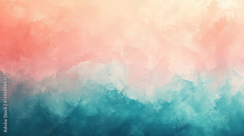 Fototapeta premium Soft teal and light coral blend harmoniously in this subdued pastel gradient, creating calming and serene atmosphere. gentle transition evokes feelings of tranquility and peace