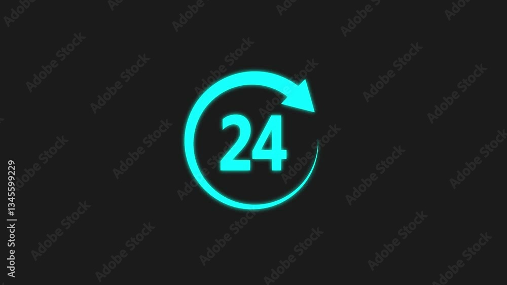 24 with circle icon animation video . 24 with circle icon animation video .