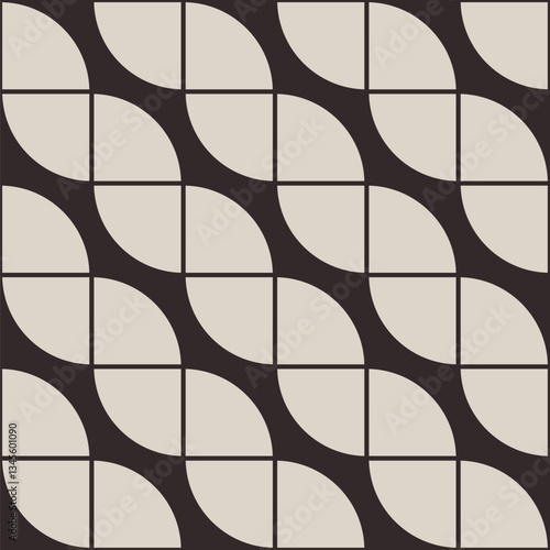 Abstract artwork of vector geometric shapes. Geometric vector seamless color pattern. Vector background with color simple geometrical shapes. Bauhaus style. Beige and brown colors pattern.