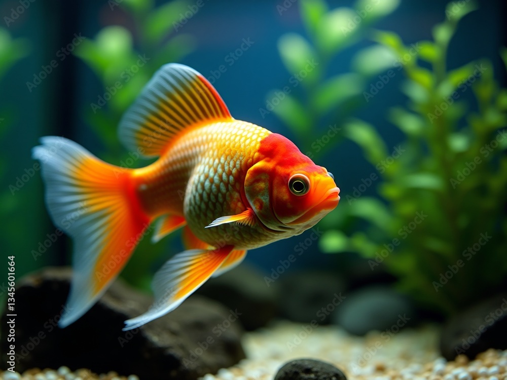 A small, colorful freshwater fish with a distinctive shape and vibrant scales A small, colorful freshwater fish with a distinctive shape and vibrant scales