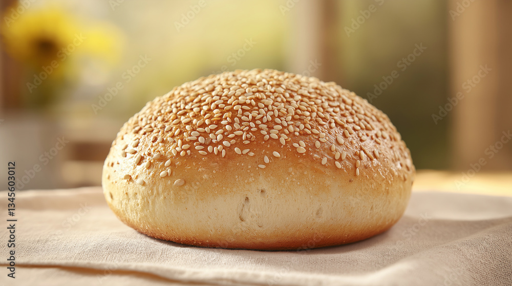Close Up View of a Plain Sesame Seed Bun. Close Up View of a Plain Sesame Seed Bun.