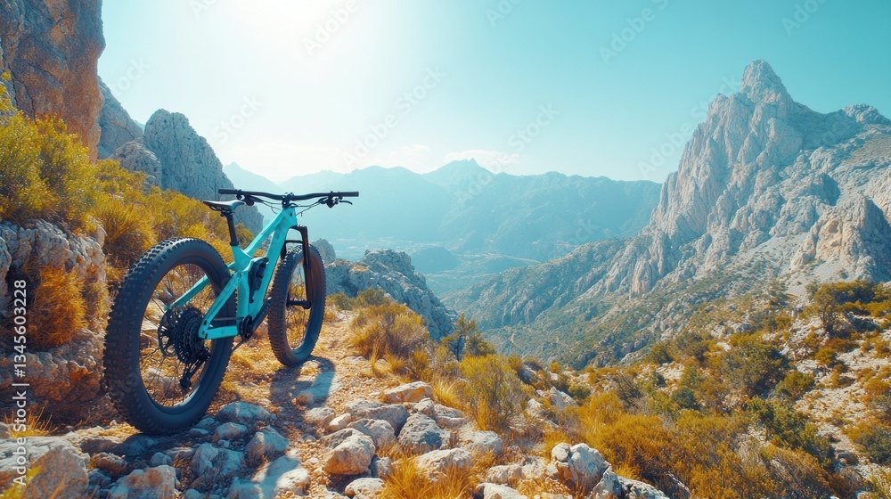 Fototapeta premium Mountain bike on a scenic mountain trail