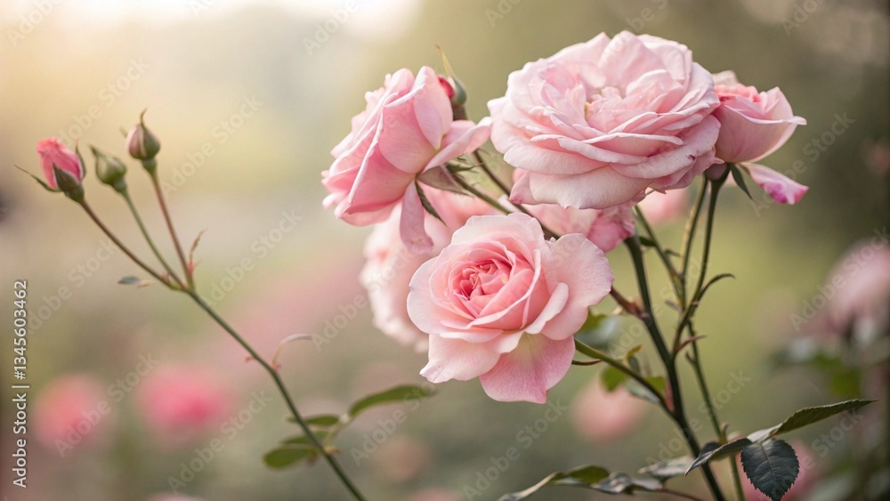 Fototapeta premium pink roses on a white background